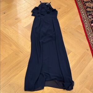 BCBGeneration One Shoulder Navy Gown